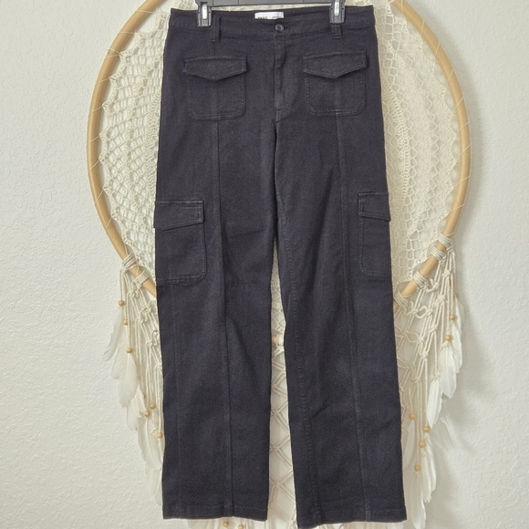 Aritzia TNA The Relay Cargo Pants Straight Leg Black Vintage Wash Size 10 - Picture 11 of 11